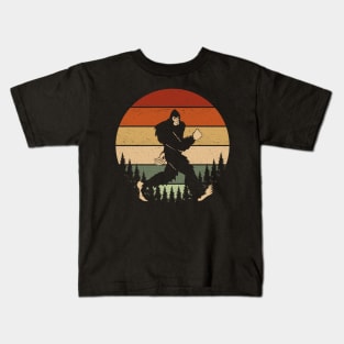 Funny Bigfoot Running Kids T-Shirt